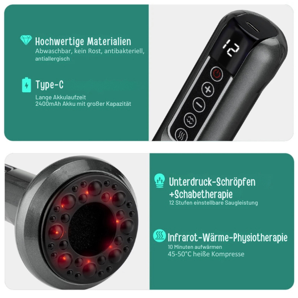 Cuppio Pro - Luxus-Schröpfgerät mit Rotlichttherapie & Wärmefunktion