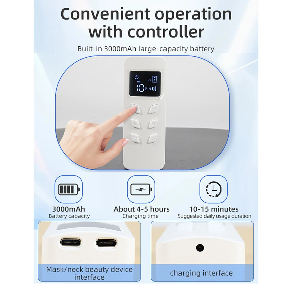 GlowLift LED Pro - LED-Gesichts- & Halsmaske mit 8 Farben, Rotlicht & Nahinfrarot, passend für Anti-Aging, Hautstraffung & Aknepflege.