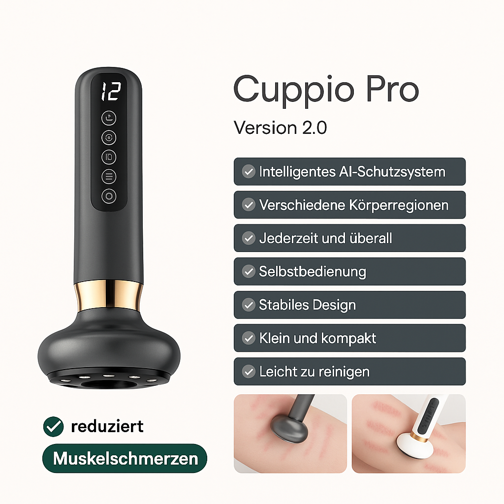 Cuppio Pro - Luxus-Schröpfgerät mit Rotlichttherapie & Wärmefunktion