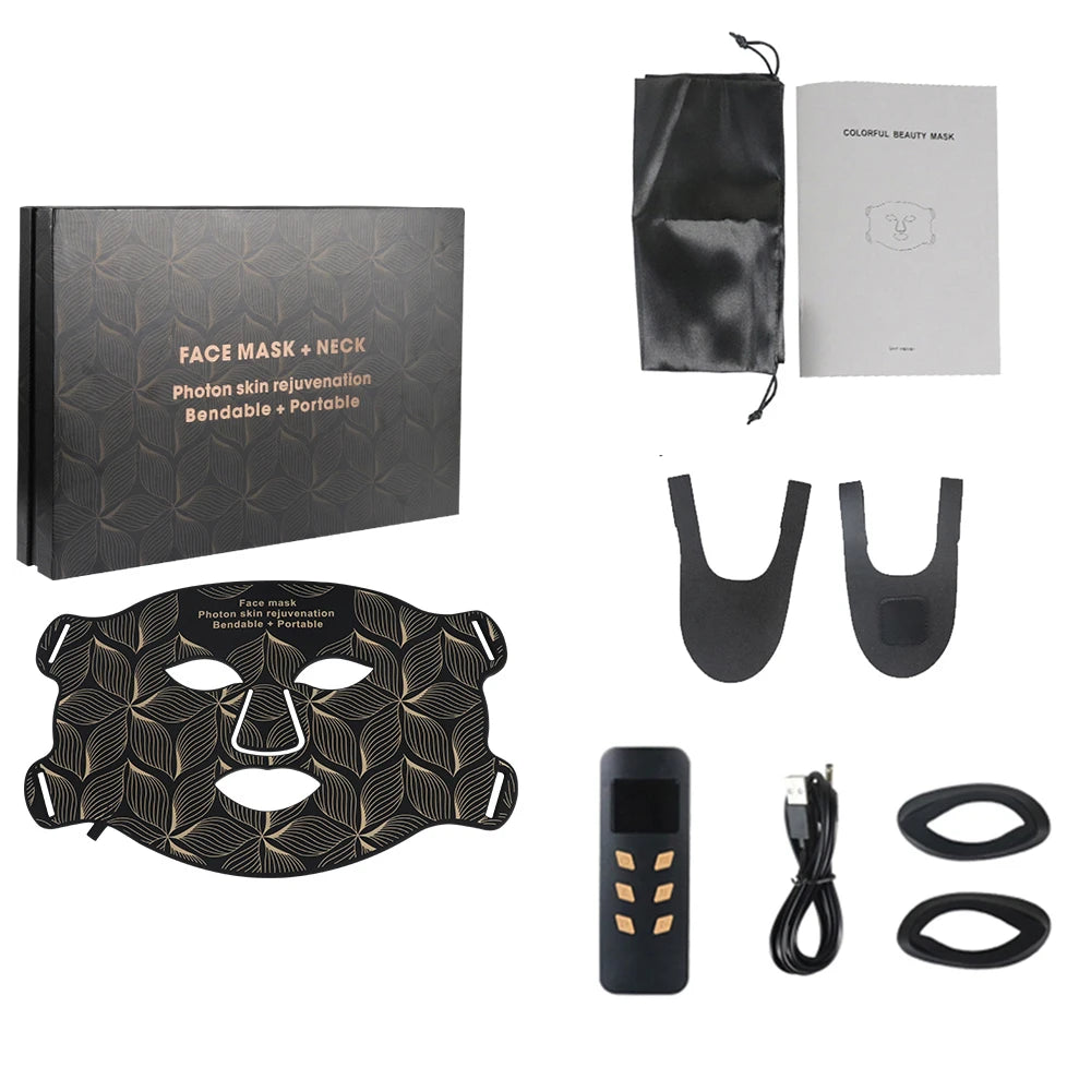 GlowLift LED Pro - LED-Gesichts- & Halsmaske mit 8 Farben, Rotlicht & Nahinfrarot, passend für Anti-Aging, Hautstraffung & Aknepflege.