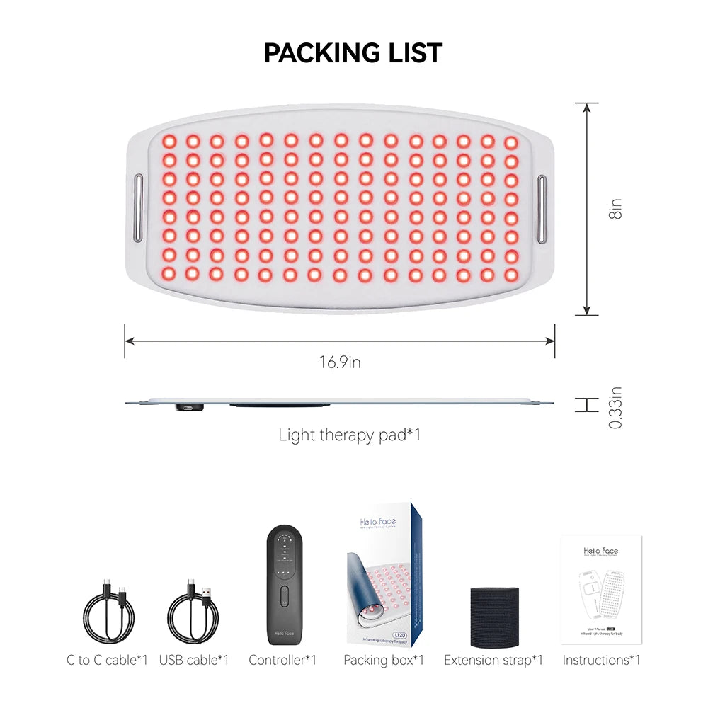 Infrarot Rotlicht-Therapie Gürtel – Wasserfest & Schweißresistentes LED-Lichtpad für Wellness & Entspannung
