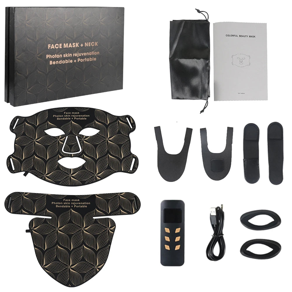 GlowLift LED Pro - LED-Gesichts- & Halsmaske mit 8 Farben, Rotlicht & Nahinfrarot, passend für Anti-Aging, Hautstraffung & Aknepflege.