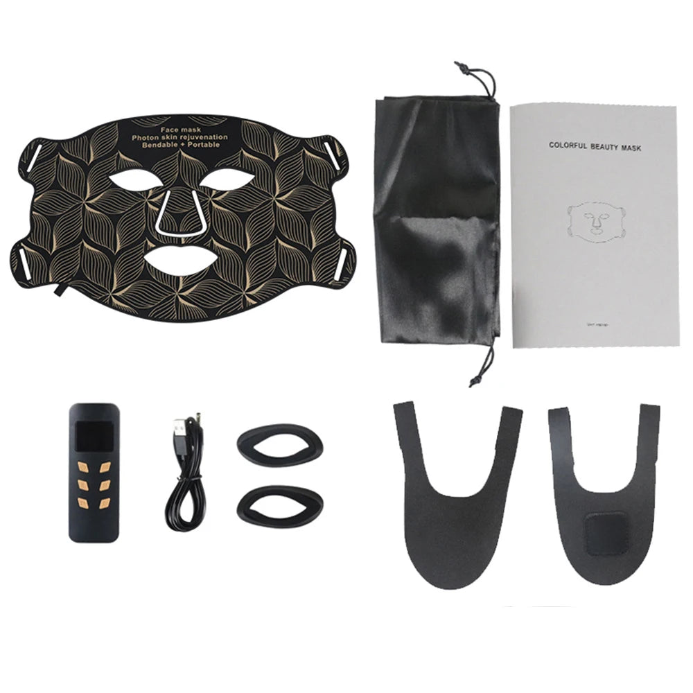 GlowLift LED Pro - LED-Gesichts- & Halsmaske mit 8 Farben, Rotlicht & Nahinfrarot, passend für Anti-Aging, Hautstraffung & Aknepflege.