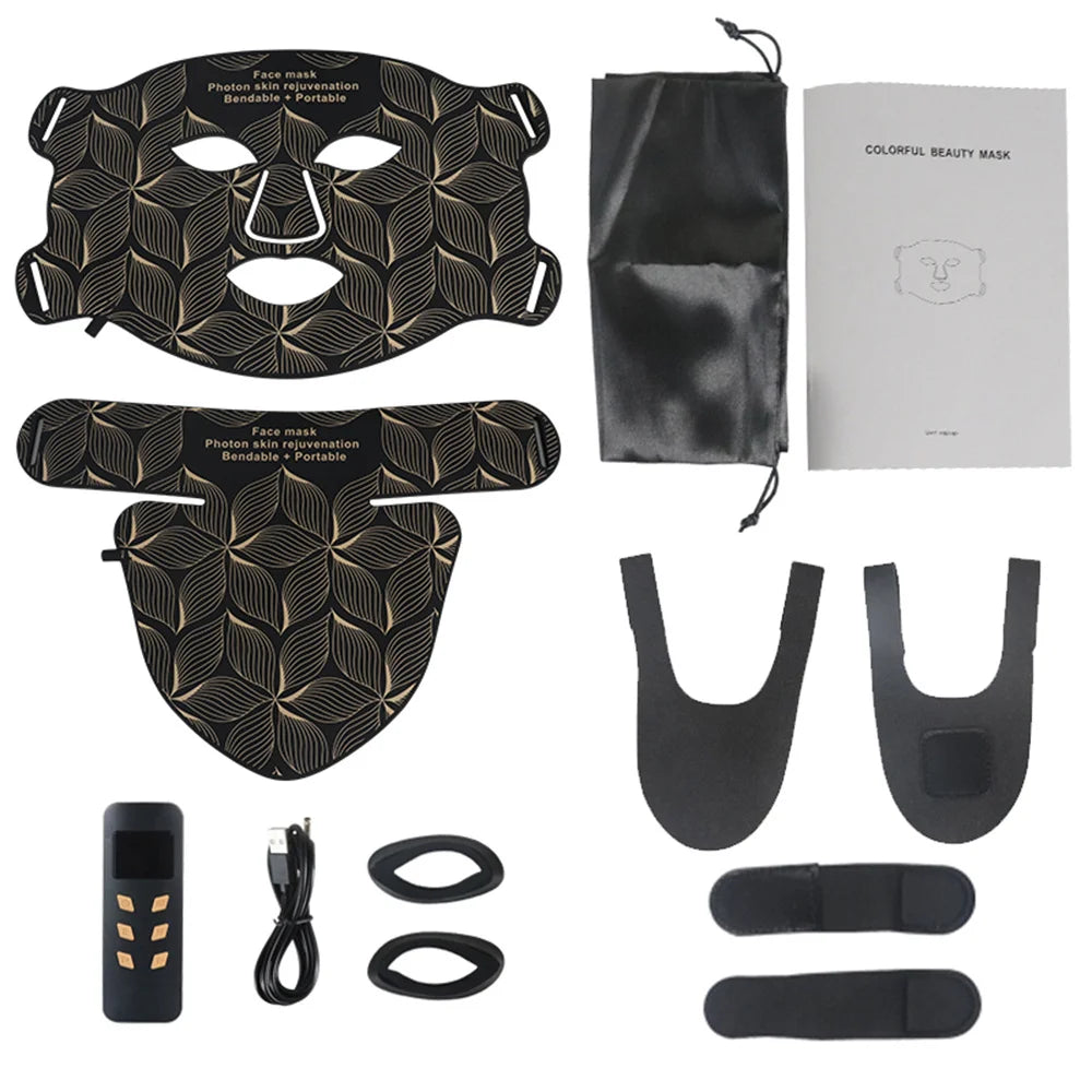 GlowLift LED Pro - LED-Gesichts- & Halsmaske mit 8 Farben, Rotlicht & Nahinfrarot, passend für Anti-Aging, Hautstraffung & Aknepflege.